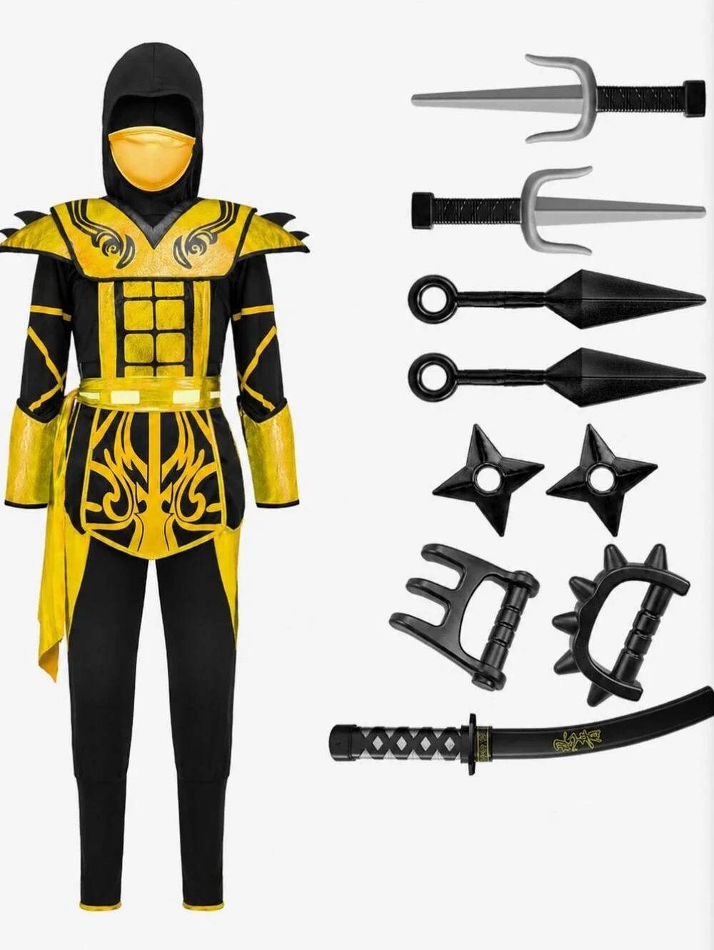 Spooktacular Creations Golden Ninja Combat Costume Child Large (10–12)